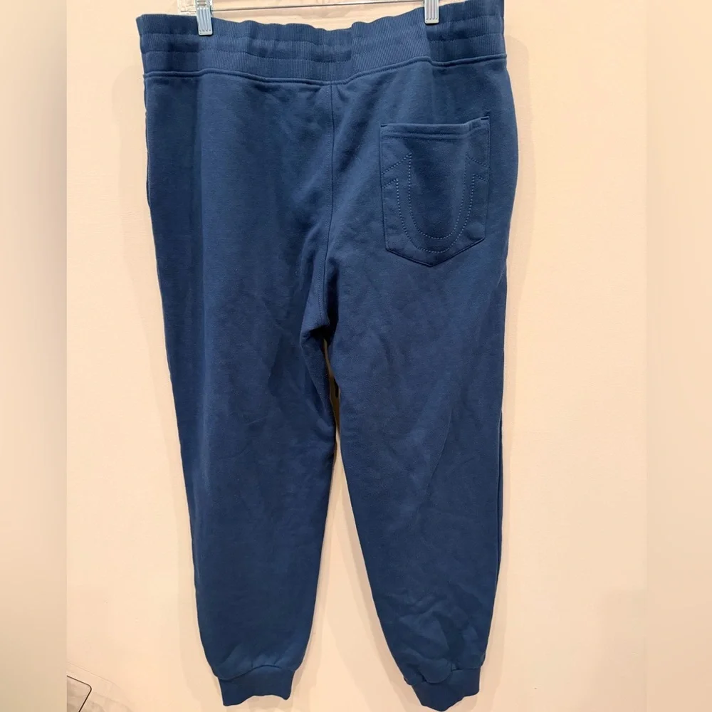 True Religion Jogger Sweatpants Blue Logo Fleece‎ Drawstring Men’s XL